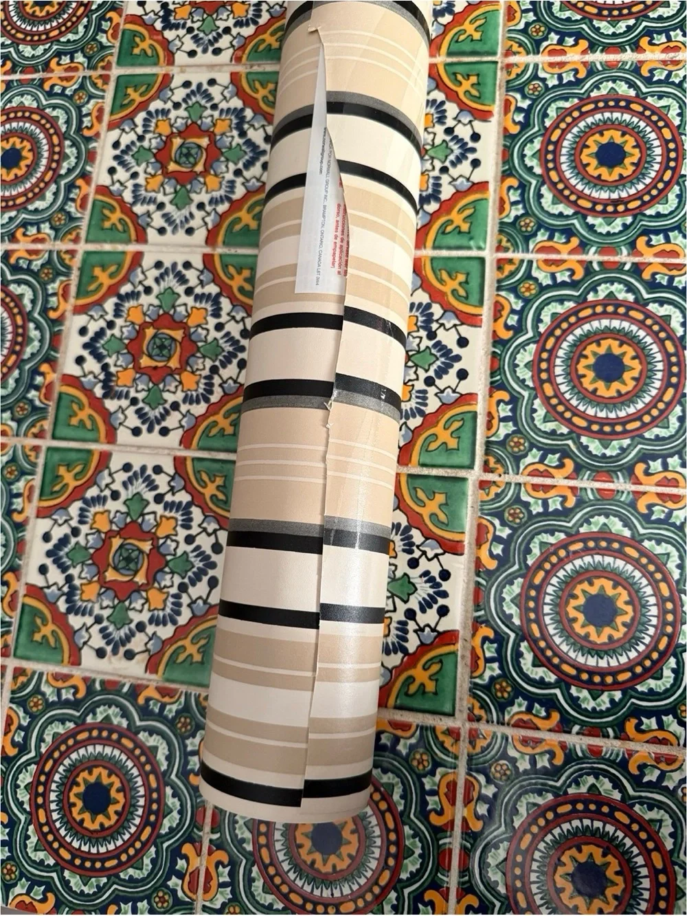 Vintage Wallpaper Roll Stripes of Beige Ivory Gray Black Norwall UnUsed *3 rolls
